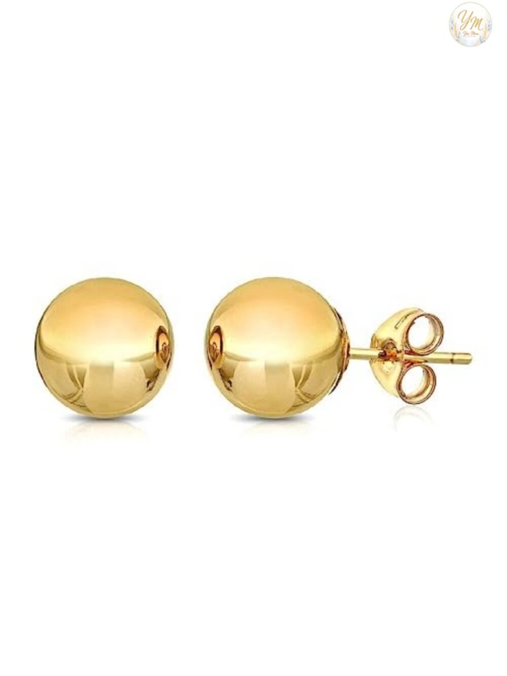 14K Gold Stud Earrings Hypoallergenic Solid Gold with Butterfly Back